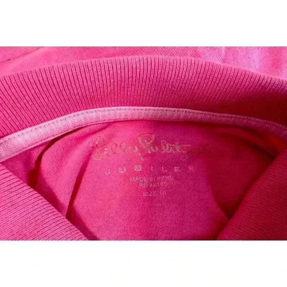 Lilly‎ Pulitzer girls Pink Pam tree Resort Fit Polo Shirt size 10 - Picture 4 of 4
